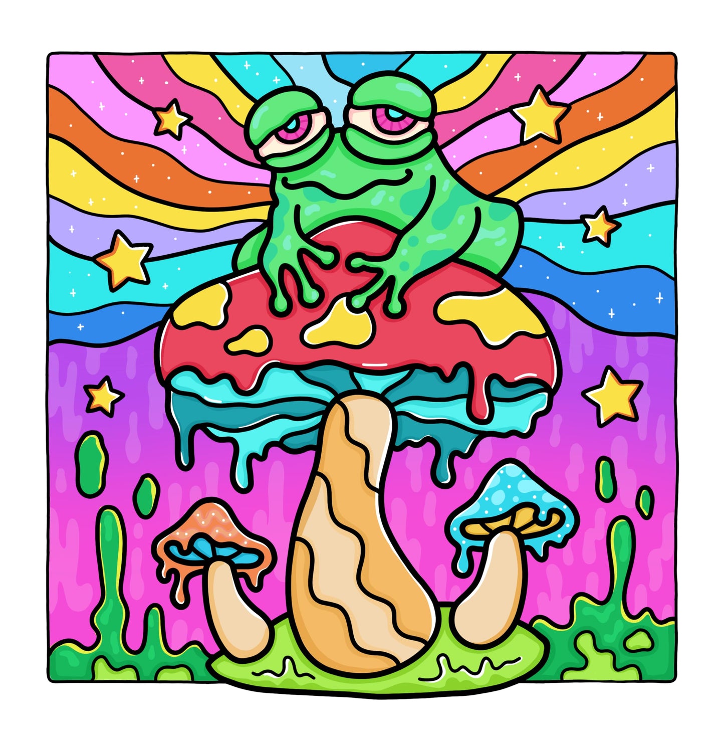 Trippy & Groovy: Psychedelic Coloring Book for Adults Featuring Mushrooms, Aliens, Magic Worlds and Illusions for Relaxation