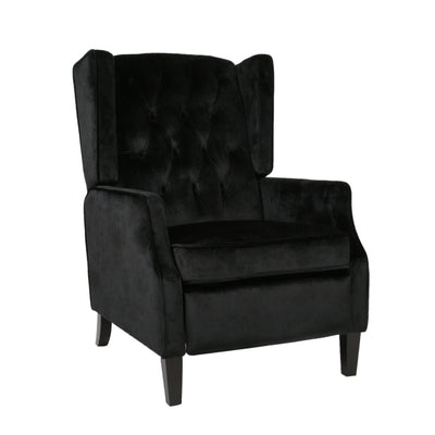 Christopher Knight Home Diana Wingback Recliner, Black + Dark Brown
