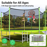 Lyromix Upgraded 16FT Trampoline for Kids and Adults, Large Outdoor Trampoline with Basketball Hoop and Enclosure Net, Capacity for 5-8 Kids and Adults Lyromix