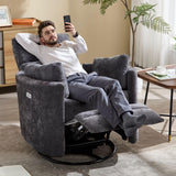 Recliner Swivel Glider Electric Rocking Chair with USB Port,Upholstered High Back Nursery Rocking Chair,Adult Power Recliner Chair with 2 Pillows for Living Room Bedroom(DRAK Grey, Power-Driven) choairy