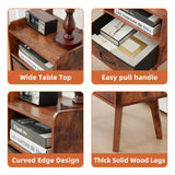 YUFAM Wooden Night Stand,Mid Century Modern Nightstand,Side Tables with Drawers and Open Storage Shelf,Bedside Table with Wood Legs,End Table for Bedroom,Sitting Room and Small Spaces (Brown) YUFAM