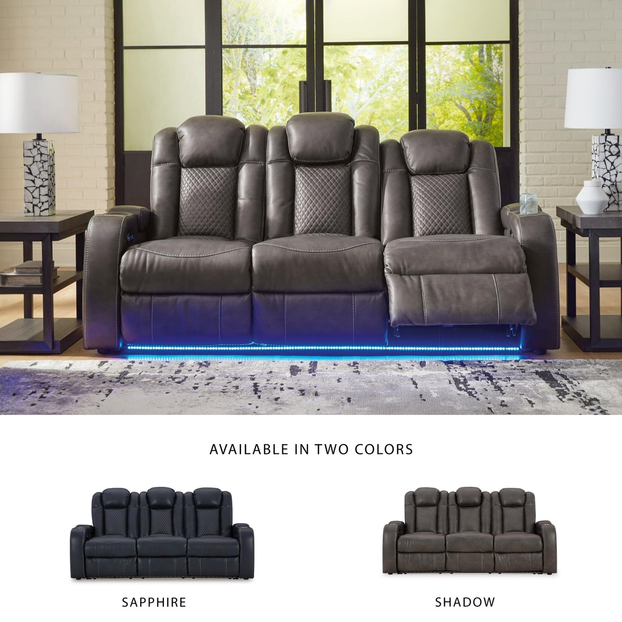 Signature Design by Ashley Fyne-Dyme Contemporary Power Reclining Sofa with USB Charging Ports and Adjustable Headrest, Brown Signature Design by Ashley