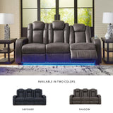 Signature Design by Ashley Fyne-Dyme Contemporary Power Reclining Sofa with USB Charging Ports and Adjustable Headrest, Brown Signature Design by Ashley