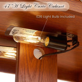 Eyisean Lighted Curio Cabinet 47" H China Cabinet with Tempered Glass Doors, 3-Tier Adjustable Shelves and Acrylic Mirrored Back Pane, Glass Display Cabinet for Living Room (Dark Oak) Eyisean