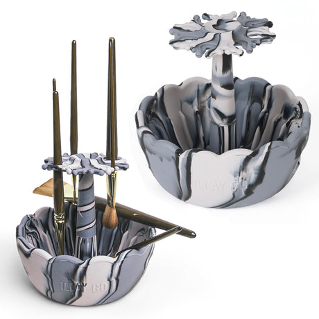 ILLAY CO. Paint Brush Cleaner - Silicone Brush Cleaner with Rinse Bowl | Upgraded 3-in-1 Paint Brush Holder and Cleaner Tool for Acrylic Painting | Best Painting Tool for Artists | Gift for Art Lovers ILLAY CO.