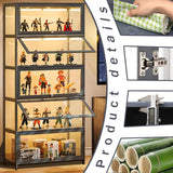 Display Cabinet, 5-Tier Curio Cabinet with Acrylic Doors, Bamboo Display Case for Figures, Display Case for Collectibles & Kids Bookcase for Home, Office, Playroom, Living Room Orixal