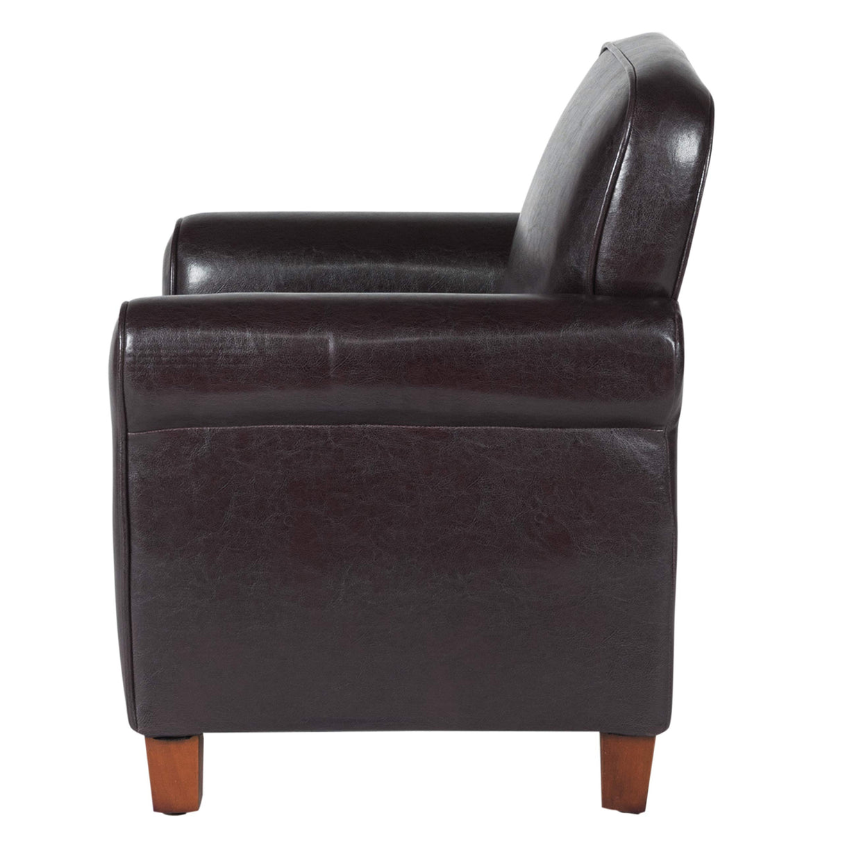 HomePop Youth Leatherette Club Chair, Dark Brown HomePop