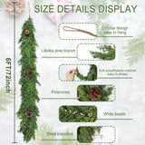 Artgar 6 Ft Christmas Garland - Cedar Garland - Cypress Garland with Pine Cone - Real Touch Pine Garland - Garland Christmas Decorations for Home Dining Table Mantel Porch Winter Christmas Decor Artgar