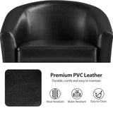 Yaheetech Barrel Chairs Set of 2, Faux Leather Club Chairs, PU Leather Accent Chairs, Waiting Room Chair with Soft Padded Seat for Living Room Bedroom Reading Room, Black Yaheetech