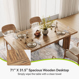 LITTLE TREE 71-Inch Dining Table, Rectangular Wooden Kitchen Table for 4-6 People, Modern Home Furniture with Heavy Duty Legs, Large Dinner Furniture Last Forever, Wood Grain LITTLE TREE