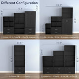 HOMES: INSIDE + OUT Apexa 4 Cube Storage Organizer Shelves, Stackable Wood Bookcase Fits Cubby Bins for Organization, Dorm Teen Room Decor & Home Office, Black HOMES: INSIDE + OUT