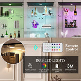 64.7" Glass Display Cabinet 4-Shelf Black Display Case with LED Light and Two Glass Doors Modern Curio Collection Cabinet, Floor Standing Bookshelf for Living Room Office（Black 64.7"x31.7"x14.3"） Fulocseny