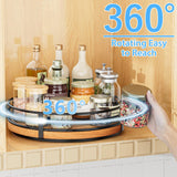 10" Lazy Susan Turntable Organizer - Wood Round Lazy Susan for Cabinet Kitchen Countertop Dining Table Pantry Cupboard Bathroom Coffee Bar Storage Home Decor OVICAR