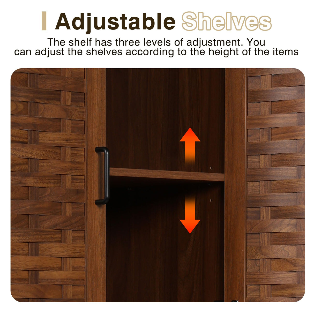 NVETHM Storage Cabinet, Kitchen Pantry, Freestanding Cabinet with Adjustable Shelve and drawer, Tall Cabinet for Living Room, Bedroom, Dinging Room, Office Room, Garage (Walnut) NVETHM