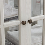 KEIKI Curio Cabinet, Lighted Glass Display Cabinet w/ 2 Glass Doors & Adjustable Shelves, Lighted Showcase with LED Light Strip, White KEIKI