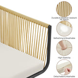 Yaheetech 3 Piece Patio Rattan Bistro Set, Outdoor All Weather PE Wicker Conversation Furniture Set with 2 Chairs & Tempered Glass Top Table & Cushions, for Poolside/Porch/Garden/Yard, Tan/Cream Yaheetech