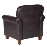HomePop Youth Leatherette Club Chair, Dark Brown HomePop