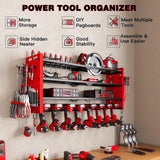 NattyDot Power Tool Organizer Wall Mount,Cordless Drill Organizer,4 Layers Large Capacity Tool Rack with 8 Drill Holders (RED) NattyDot