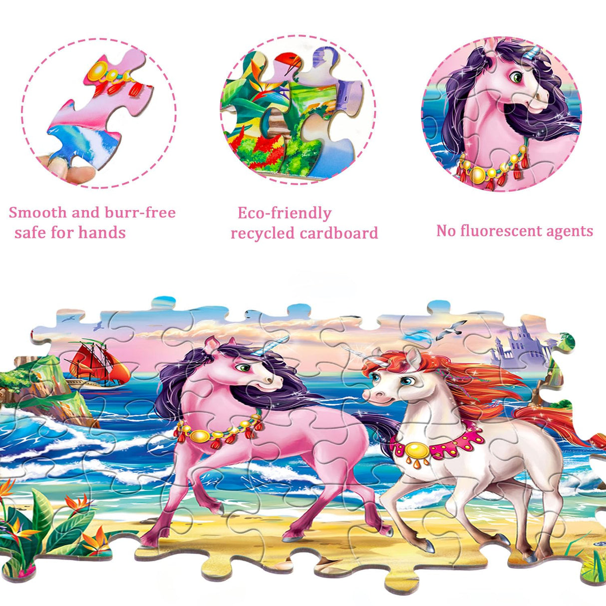 Puzzles for Kids Ages 4-6 – 2 x 60 Pieces Princess Unicorn Jigsaw Puzzles for Toddler Children Learning Educational Puzzles Toys for Girls 4 5 6 7 8 Years Old. VJZVKJ