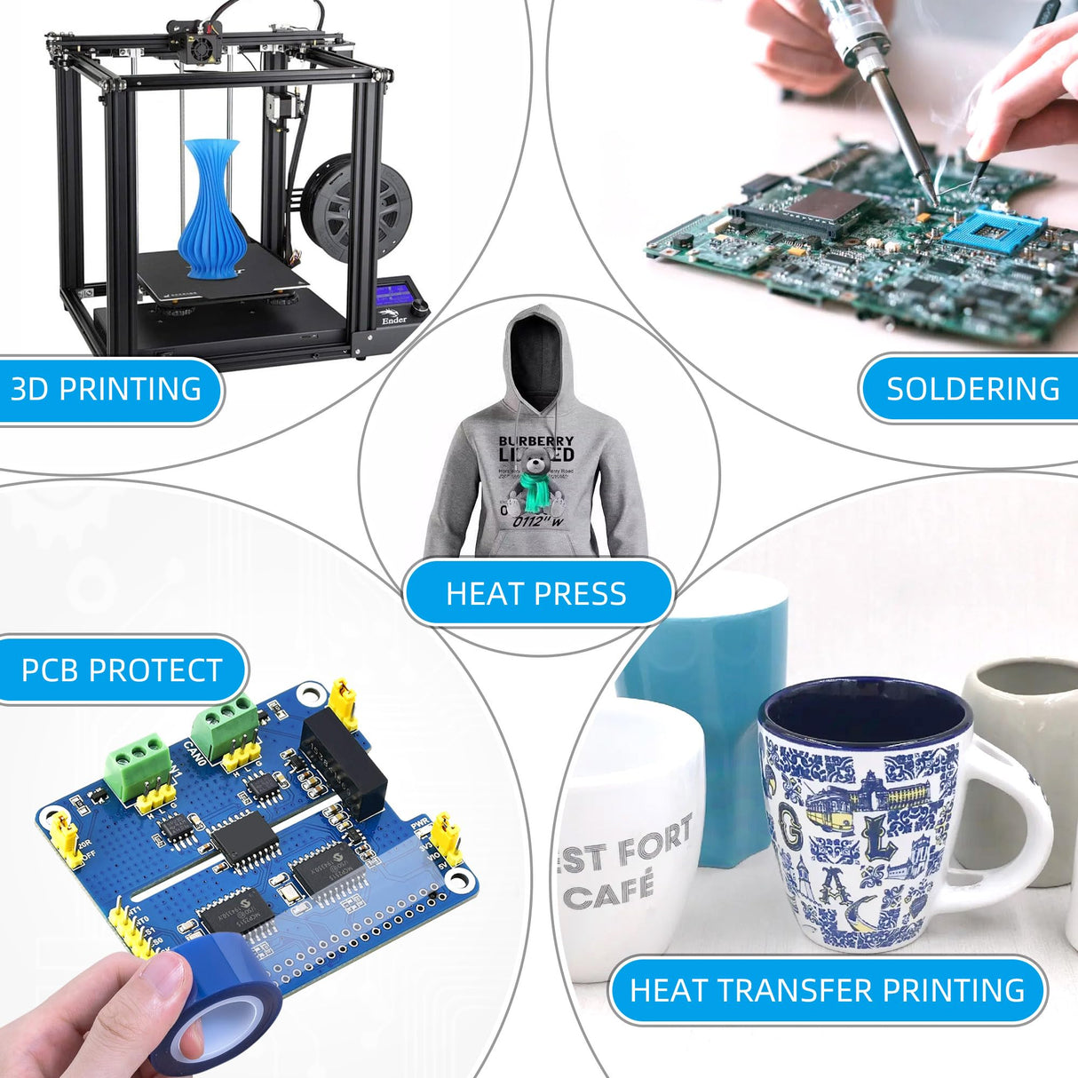 TSSART P18 Heat Tape - Blue Heat Press Tape for Vinyl Sublimation Heat Sublimation Heat Transfer, Oxidation and High Temperature Resistance Residue Free - 4Pack, 0.4inch x 54FT TSSART