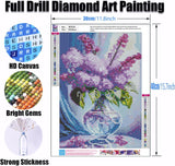 Ekuxom Flower Diamond Painting Kits for Adults, DIY 5D Diamond Art Sets for Adults Beginners, Full Drill Round Diamond Painting Crafts for Home Wall Art Decor 12x16 inch (Lavender Vase) Ekuxom