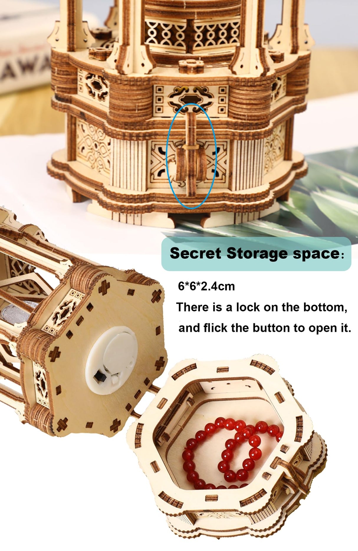 3D Puzzles for Adults - DIY Wooden Puzzle Lantern Model Kits for Adults to Build, Unique Gift Aesthetic Desk Decor with LED Light PlaTu