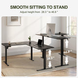 BANTI 63" L Shaped Standing Desk, Adjustable Corner Standing Desk L Shape, L-Shaped Adjustable Desk with Splice Board, L Shape Standing Desk, Black BANTI