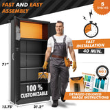 METALTIGER Metal Storage Cabinet with Digital Lock | Garage Storage Cabinet | Pegboard | 71" Lockable Tool Cabinet | Locking Cabinets (Black) METALTIGER