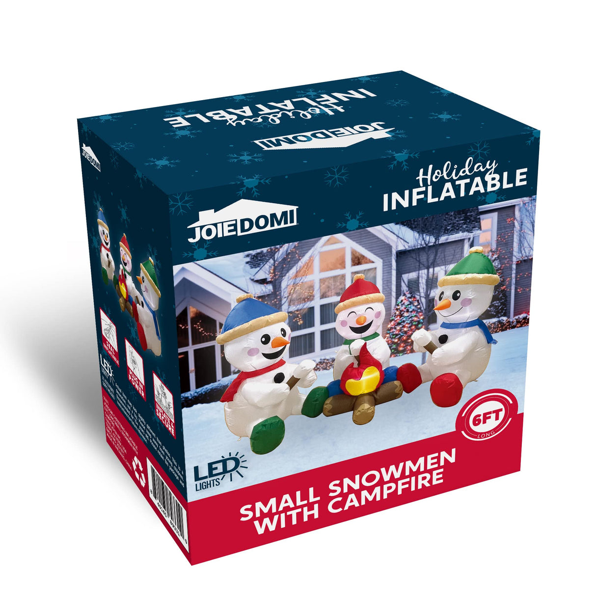 Joiedomi 6 FT Long Christmas Inflatable Snowman with Campfire, 3 Pack Small Snowman with Built-in LEDs Christmas Blow Up Yard Decoration with Light for Xmas Party Outdoor, Garden, Lawn Winter Decor Joiedomi