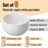 BTaT- White Cereal Bowls, Set of 6, 22 Ounces, Bowls, Cereal Bowl, White Bowls, Small Bowls, White Soup Bowls, Porcelain Bowl, Set of Bowls, White Porcelain Bowls, Deep Bowls Brew To A Tea