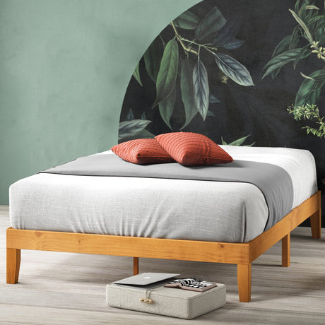 ZINUS Alexia Wood Platform Bed Frame, Solid Wood Foundation, No Box Spring Needed, Wood Slat Support, Easy Assembly, Rustic Pine, Full Zinus