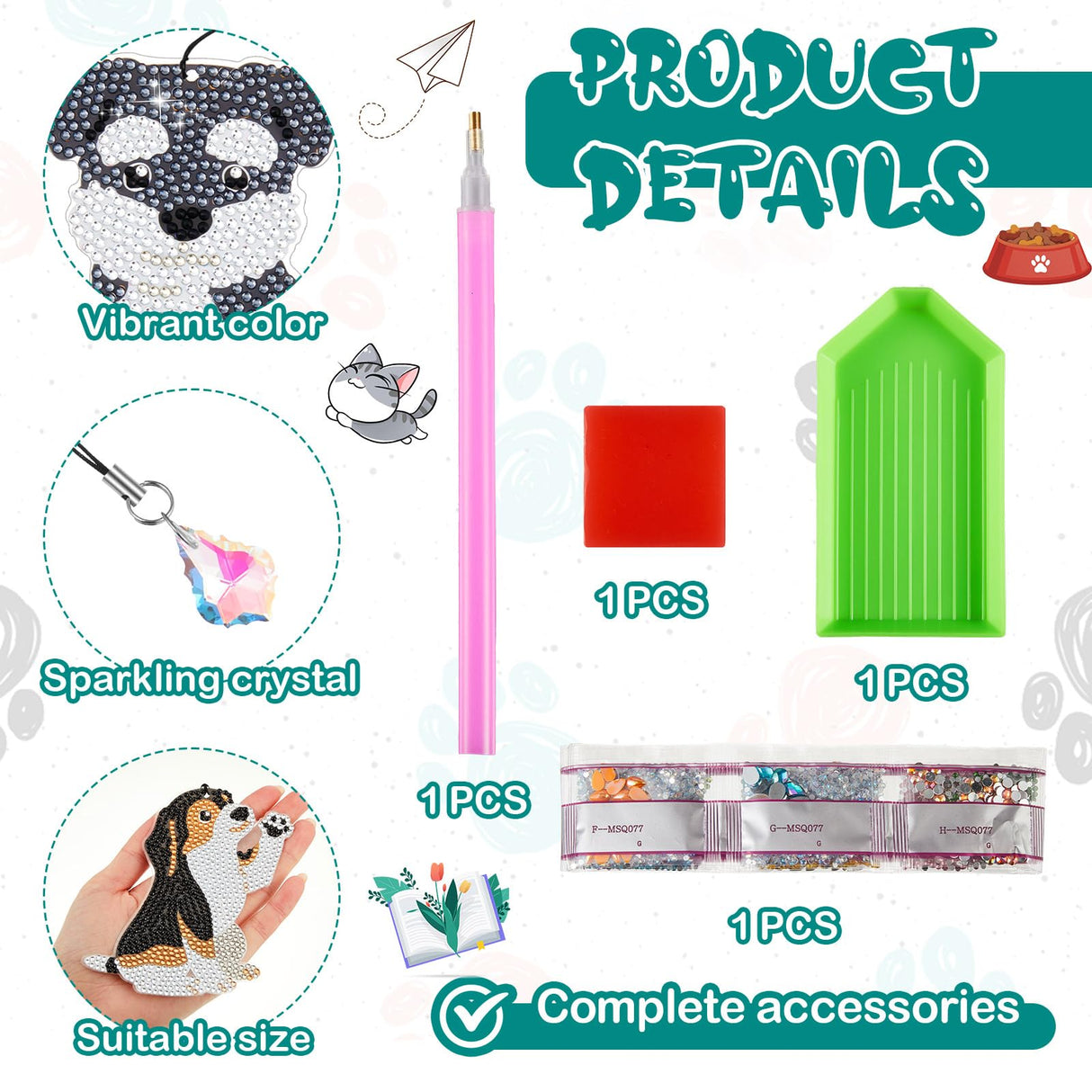 Ireer 6 Pcs Dog 5D Diamond Art Kit for Adult Christmas DIY Painting Gifts Crystal Puppy Diamond Bookmarks Gift for Pet Reading Lover Home Office Project Read DIY Crafts Gifts, 6 Styles Ireer