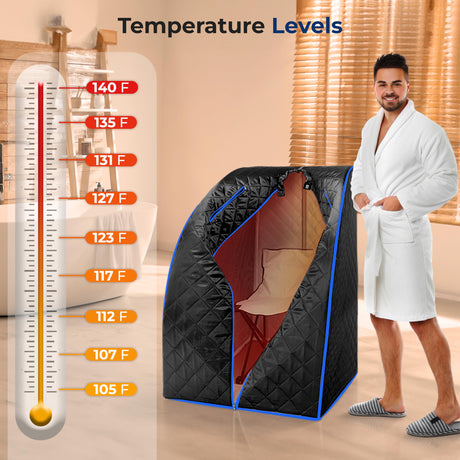 SereneLife Portable Sauna for Home, Infrared Sauna Tent with Heated Foot Pad and Folding Chair, Compact Personal Detox Sauna, Remote Control In-Home Spa, 40" x 33" - inch (Black) SereneLife