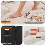 120" Modular Boneless Couch Cloud Couch Sectional Couches for Living Room with Ottoman, Modern L-Shaped Modular Sectional Sofa with Deep Seat, Corduroy 3-Seater Sleeper Sofas for Living Room (Beige) Aaron Living