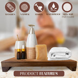 Lyfe Simple Natural Acacia Wood Pedestal Stand | Wood Riser with Decorative Beads | Kitchen Counter Decor | Soap Tray for Kitchen Sink | Bathroom Tray | Tabletop Wooden Stand (12 x 7 x 1.75 Inch) Lyfe Simple