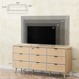 Anbuy 9 Drawer Dresser and Night stand Sets for Bedroom, One Drawer Nightstands Set of 2 & 9 Drawer Dresser Combo 3 Pieces (Natural) Anbuy