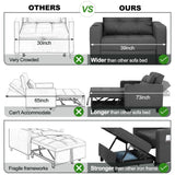 DURASPACE 39 Inch Sleeper Chair 3-in-1 Convertible Chair Bed Pull Out Sleeper Chair Beds Adjustable Single Armchair Sofa Bed with USB Ports, Side Pocket, Cup Holder (Dark Gray Linen) DURASPACE