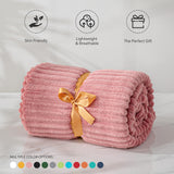 BEDELITE Fleece Throw Blanket for Couch – 3D Ribbed Jacquard Soft and Warm Decorative Fuzzy Blanket – Cozy, Fluffy, Plush Lightweight Pink Throw Blankets for Bed, Sofa, 50x60 inches BEDELITE