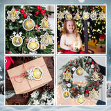 Anglechic 6 Pcs LED Christmas Tree Ornaments Rustic 3D Light up Wooden Christmas Hanging Ornaments Xmas Farmhouse Reindeer Santa Claus Snowflake Decor with Lights for Winter Wonderland Decorations Anglechic