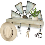 Rooty Heart Windmill Key Holder for Wall Mount, Key and Mail Holder for Wall with Key Shelf, Keys Holder on Wall, Farmhouse Decor Rooty Heart