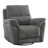 INZOY Glider Recliner Nursery Chair, Power Recliner Swivel Gider, Fabric Electric Swivel Recliner Rocker with Overstuffed Backrest, Power Recliner Chair Reclining Sofa for Living Room, Grey INZOY