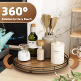 Acacia Wood 13" Lazy Susan Turntable Organizer for Table Top, Farmhouse Round Wooden Lazy Susan for Cabinet Kitchen Centerpieces Coffee Table, for Condiments Spices, Bathroom Vanity Tray Decor HGF