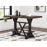 Signature Design by Ashley Valebeck Farmhouse Counter Height Dining Table with Footrest and Trestle Base, Brown & Black Signature Design by Ashley