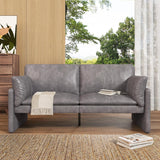 JFHID Leather Loveseat Sofa, Modern Love Seat with Thickened Cushions, Removable Cover, 68'' Small Leather Couch for Bedroom & Living Room, Grey JFHID