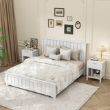 Anbuy White Nightstands Set of 2,Fluted Nightstands with Metal Handle,Wooden End Side Table White Bedside Table for Bedroom,Living Room Anbuy