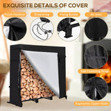 LOENIY 4ft Firewood Rack Outdoor with Waterproof Widened Cover, Heavy Duty Firewood Holder includes Hooks, Powder-coated Wood Rack with Carrier Bag, Firewood Storage Rack for Fireplace Deck Patio LOENIY