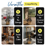 Rush Creek Creations Round 16 Fishing Rod Storage Rack - Features Traditional Handcrafted Wood Post - No Tool Assembly, Wood Grain Laminate Rush Creek Creations