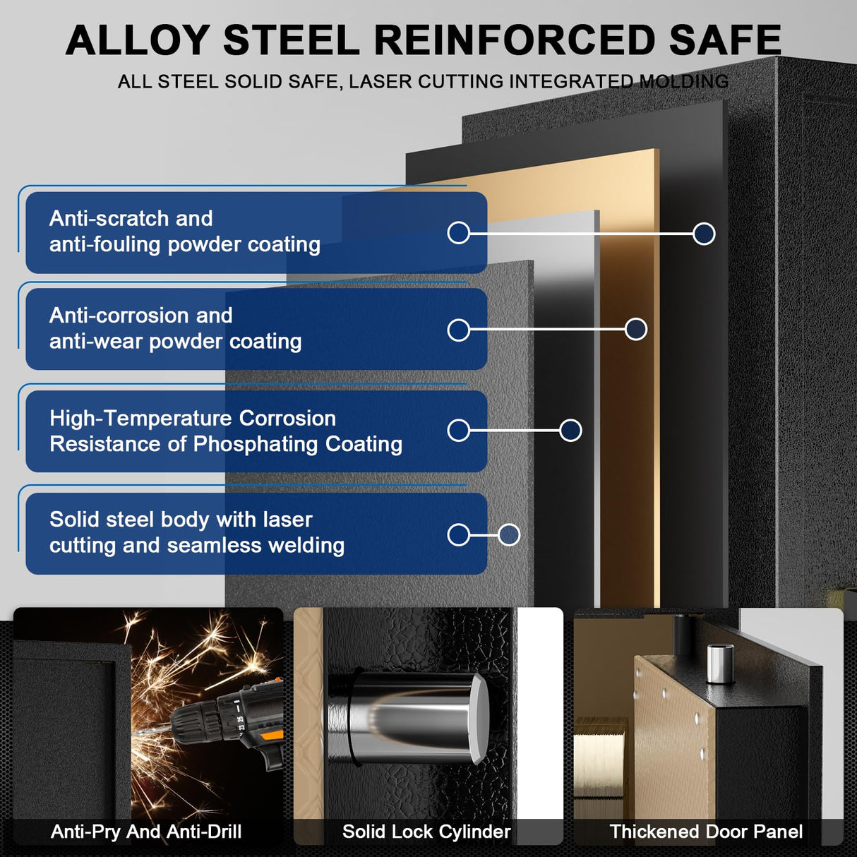 TIGERKING【𝟐𝟒𝟑 𝐋𝐁𝐒】 𝑯𝒆𝒂𝒗𝒚 𝑫𝒖𝒕𝒚 6-8 Gun Safe, Large Gun Safes for Home Rifle and Pistol, Gun Cabinets for Rifles and Shotguns with 3 Removable Shelf TIGERKING