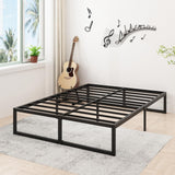 Lutown-Teen 14 Inch King Bed Frame Sturdy Mattress Foundation, Heavy Duty Metal Platform with Steel Slats Support No Box Spring Needed, Noise Free, Easy Assembly, Black Lutown-Teen