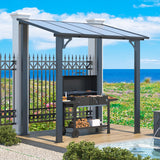 AECOJOY 8' x 5' Gazebo Outdoor Pergola for Patio, Lean to Hard Top Grill Gazebo Shelter Pergolas and Gazebos Clearance with Roof, Small Wall-Mounted Heavy Duty Awnings for Patio, Decks, Backyard AECOJOY